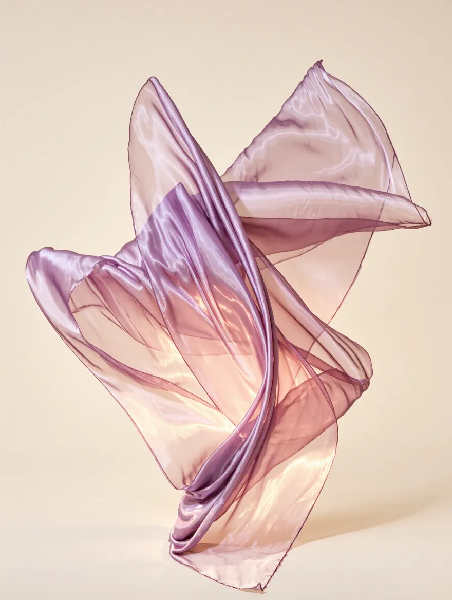 Tecido de organza iridescente flutuando
